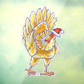 Festive Chicken Kerstmis Cling Raamsticker (Vel 3)