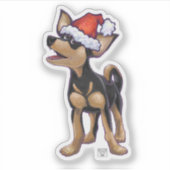 Festive Chihuahua in een Santa Hat Sticker (Voorkant)