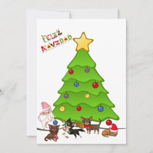 Festive Chihuahua Kerstparty Uitnodigingen (Voorkant)