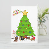 Festive Chihuahua Kerstparty Uitnodigingen (Staand voorkant)