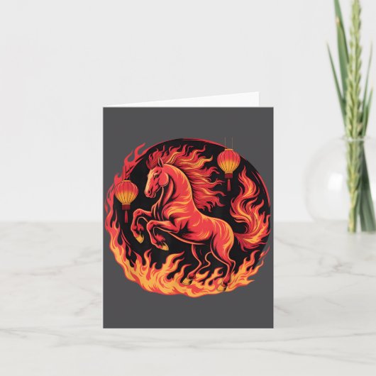 Festive Chinese New Year 2026 Horse Lantern Cultur Kaart (Voorkant)