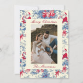 Festive Chinoiserie Toile De Jouy Photo Christmas Feestdagenkaart (Voorkant)