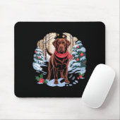 Festive Chocolate Lab In Snowy Forest Winter Xmas  Muismat (Met muis)