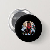 Festive Chocolate Lab In Snowy Forest Winter Xmas Ronde Button 5,7 Cm (Voorkant /achterkant)