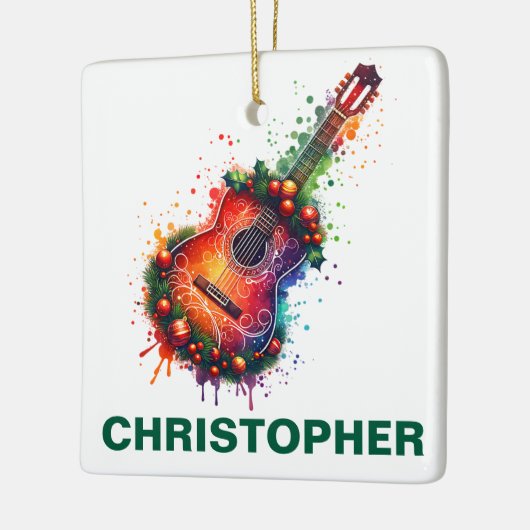 Festive Christmas Acoustic Guitar Keramisch Ornament (Links)