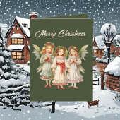 Festive Christmas Angels waterverf tekst toevoegen Feestdagen Kaart