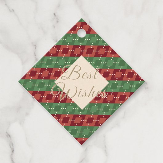 Festive Christmas Argyle Pattern Bedankjes Labels (Voorkant)