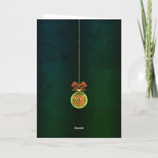 Festive Christmas Baubles Green Christmas Card Kaart (Achterkant)