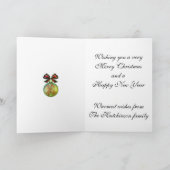 Festive Christmas Baubles Green Christmas Card Kaart (Binnen)