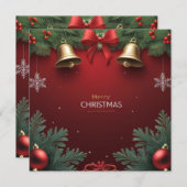 Festive Christmas Bells and Ornaments design  Aankondiging (Voorkant / Achterkant)