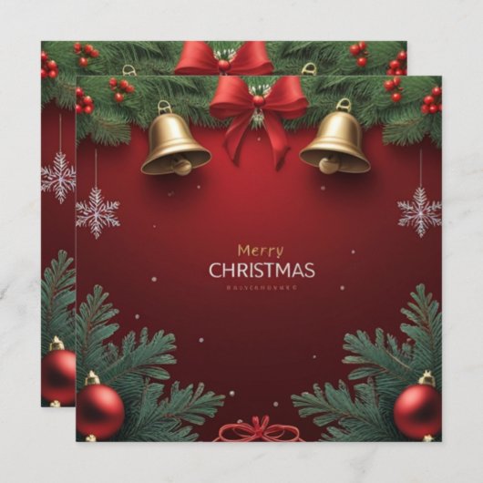 Festive Christmas Bells and Ornaments design  Aankondiging (Voorkant / Achterkant)