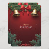 Festive Christmas Bells and Ornaments design Feestdagenkaart (Voorkant / Achterkant)