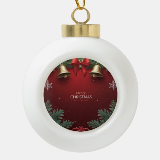 Festive Christmas Bells and Ornaments design Keramische Bal Ornament (Voorkant)