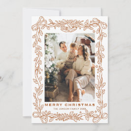 Festive Christmas Boho Beige Bow Ribbon 5 Photo Feestdagenkaart