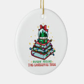 Festive Christmas Book Lover Keramisch Ornament (Rechts)
