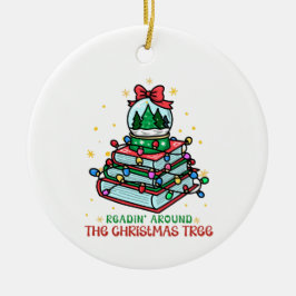 Festive Christmas Book Lover Keramisch Ornament