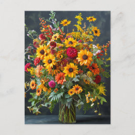 Festive Christmas Bouquet with Pine and Poinsettia Briefkaart