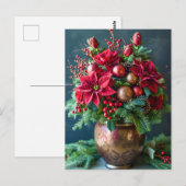 Festive Christmas Bouquet with Pine and Poinsettia Briefkaart (Voorkant / Achterkant)