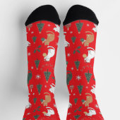 Festive! Christmas Cat & Decorations Red Socks Sokken (Top)