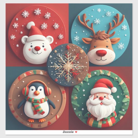 Festive Christmas Characters Collection Sticker (Vel)