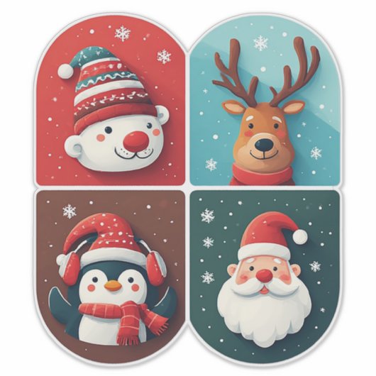 Festive Christmas Characters Collection Sticker (Voorkant)