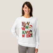 Festive Christmas Characters Letter Art T-Shirt (Voorkant volledig)