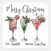 Festive Christmas Cocktail Gift Tag Sticker (Voorkant)