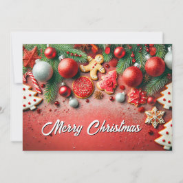 Festive Christmas Cookies and Snowflakes Scene Feestdagenkaart