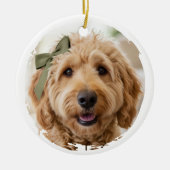 Festive Christmas Custom Photo Dog Pet Keramisch Ornament (Voorkant)