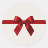 FESTIVE CHRISTMAS cute elegant red ribbon bow Ronde Sticker (Voorkant)