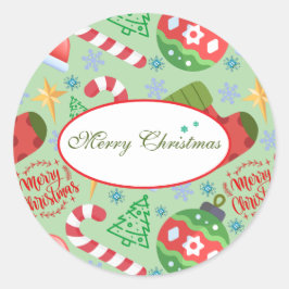 Festive Christmas Decorations, Cute Holiday Ronde Sticker