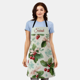 Festive Christmas Design Personalized Name Apron Schort