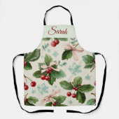 Festive Christmas Design Personalized Name Apron Schort (Voorkant)
