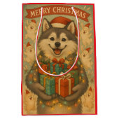 "Festive Christmas Dog" Medium Cadeauzakje (Voorkant)
