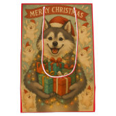 "Festive Christmas Dog" Medium Cadeauzakje (Achterkant)