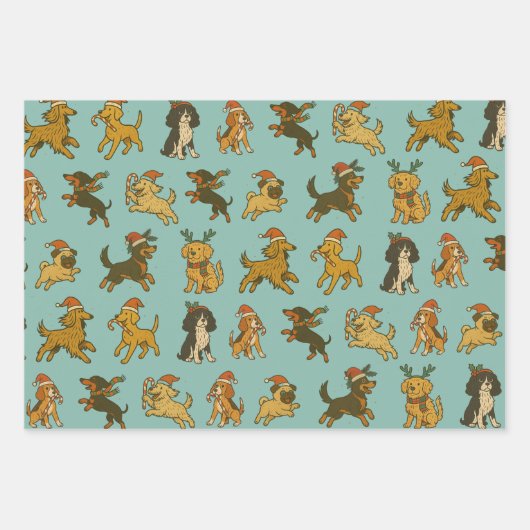 Festive Christmas Dogs Inpakpapier Vel (Voorkant 2)