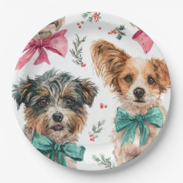 Festive Christmas Dogs Paper Plates Papieren Bordje