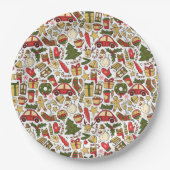 Festive Christmas Doodle Paper Plate Papieren Bordje (Voorkant)