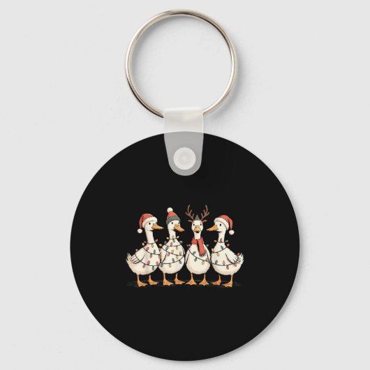 Festive Christmas Ducks Decorative Jolly Xmas Holi Sleutelhanger (Voorkant)