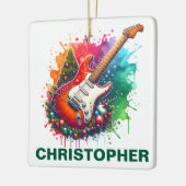 Festive Christmas Electric Guitar Custom Name Keramisch Ornament (Links)