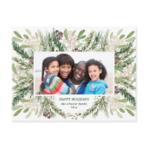 Festive Christmas Floral Holiday Photo Postcard