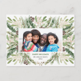 Festive Christmas Floral Holiday Photo Postcard Briefkaart