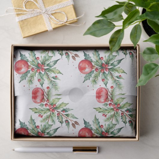 Festive Christmas Garland in Watercolor Tissuepapier (Geschenk)