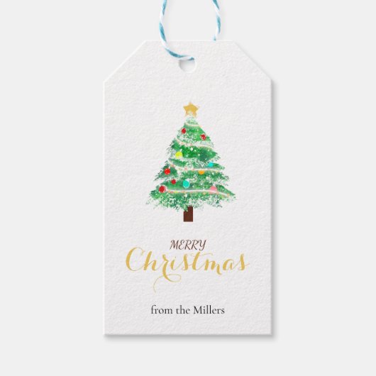 Festive Christmas Gift Tag with Christmas Tree Cadeaulabel (Voorkant)