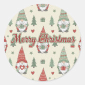 Festive Christmas Gnome Pattern Sticker (Voorkant)
