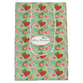 Festive Christmas – Holiday Icons with Stockings Medium Cadeauzakje (Achterkant)