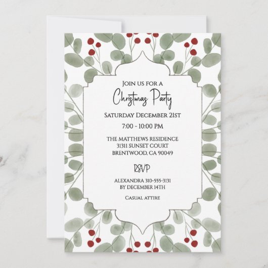 Festive Christmas Holiday Party Custom Kaart (Voorkant)