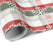 Festive Christmas | Holiday Plaid & Snowflake Desi Cadeaupapier (Rol Hoek)