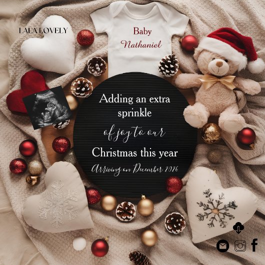 festive Christmas holiday Pregnancy Announcement Kaart
