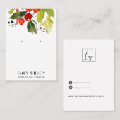 FESTIVE CHRISTMAS HOLLY BERRY STUD EARRING DISPLAY VISITEKAARTJE (Voorkant / Achterkant)